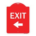 Signmission Parking Lot Sign Exit Sign Left Arrow, Red & White Aluminum Sign, 24" L, 18" H, RW-1824-23422 A-DES-RW-1824-23422